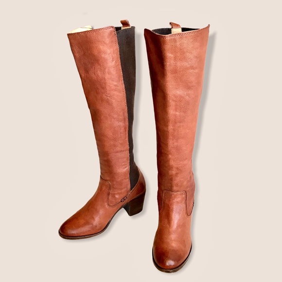 Frye Molly Gore Cognac Tall Skinny Riding Boots - Picture 7 of 16